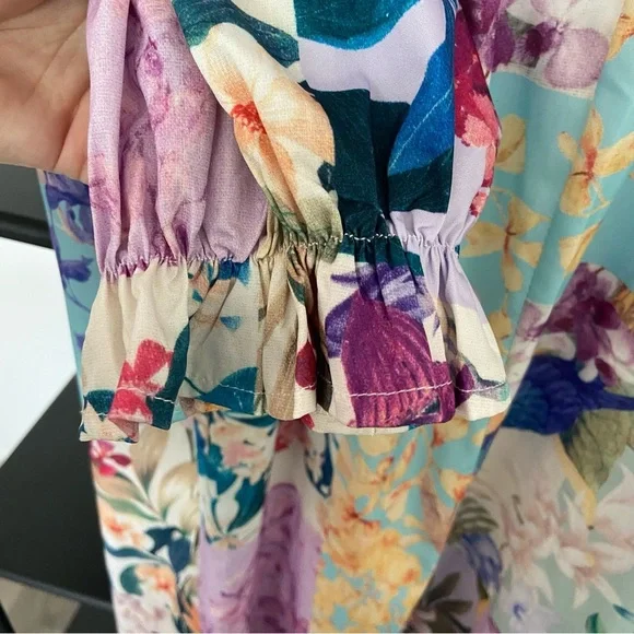 2 for 20$ 🩷🍊 Patchwork and floral print flounce necktie Maxi Dress​ - Picture 10 of 11
